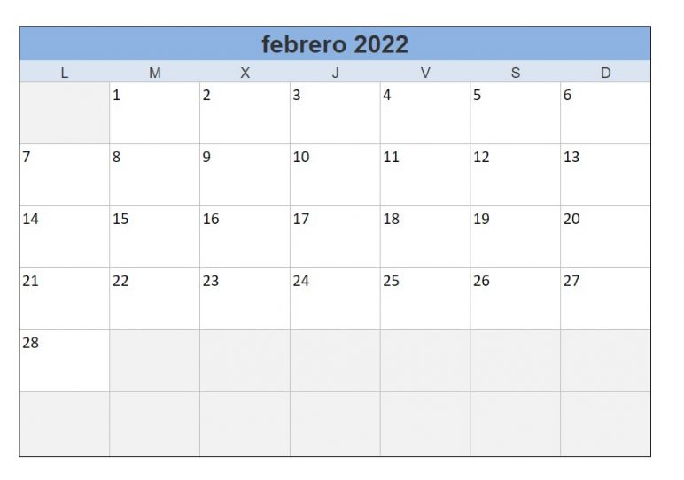 calendario mensual 2022 para imprimir gratis
