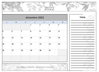 Calendario de Diciembre 2022 imprimible y gratuito flores