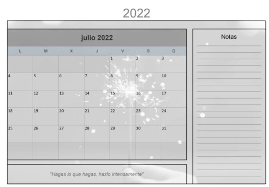   Calendario Julio 2022 para imprimir gratis - Diseño Invernal  