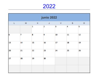 Calendario Junio 2022 para imprimir gratis en Horizontal. Calendario Junio 2022 en Horizontal.