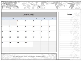Calendario de Junio del 2022 imprimible y gratuito flores