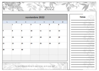 Calendario de Noviembre del 2022 - Diseño flores