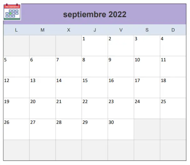 Calendario Escolar 2022 2023 Mes Septiembre