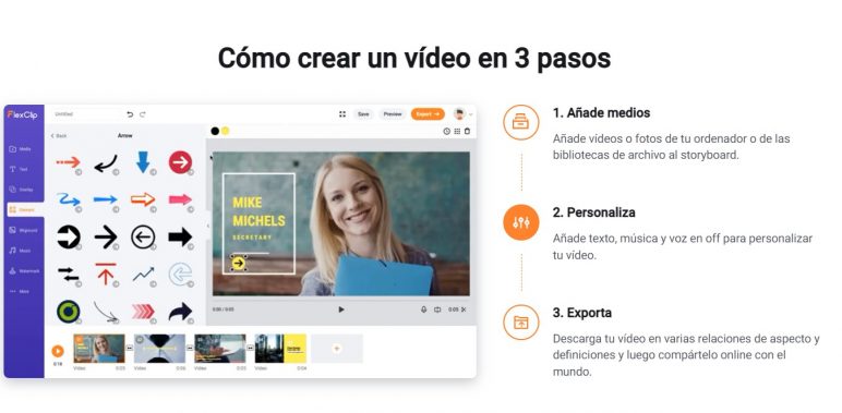 FlexClip - Crear vídeo en 3 pasos