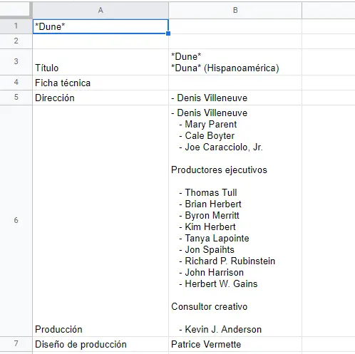 cómo importar datos con Google Sheets con IMPORTHTML TABLE