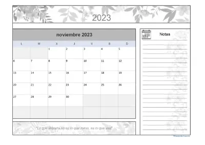Calendario Noviembre 2023 Flores