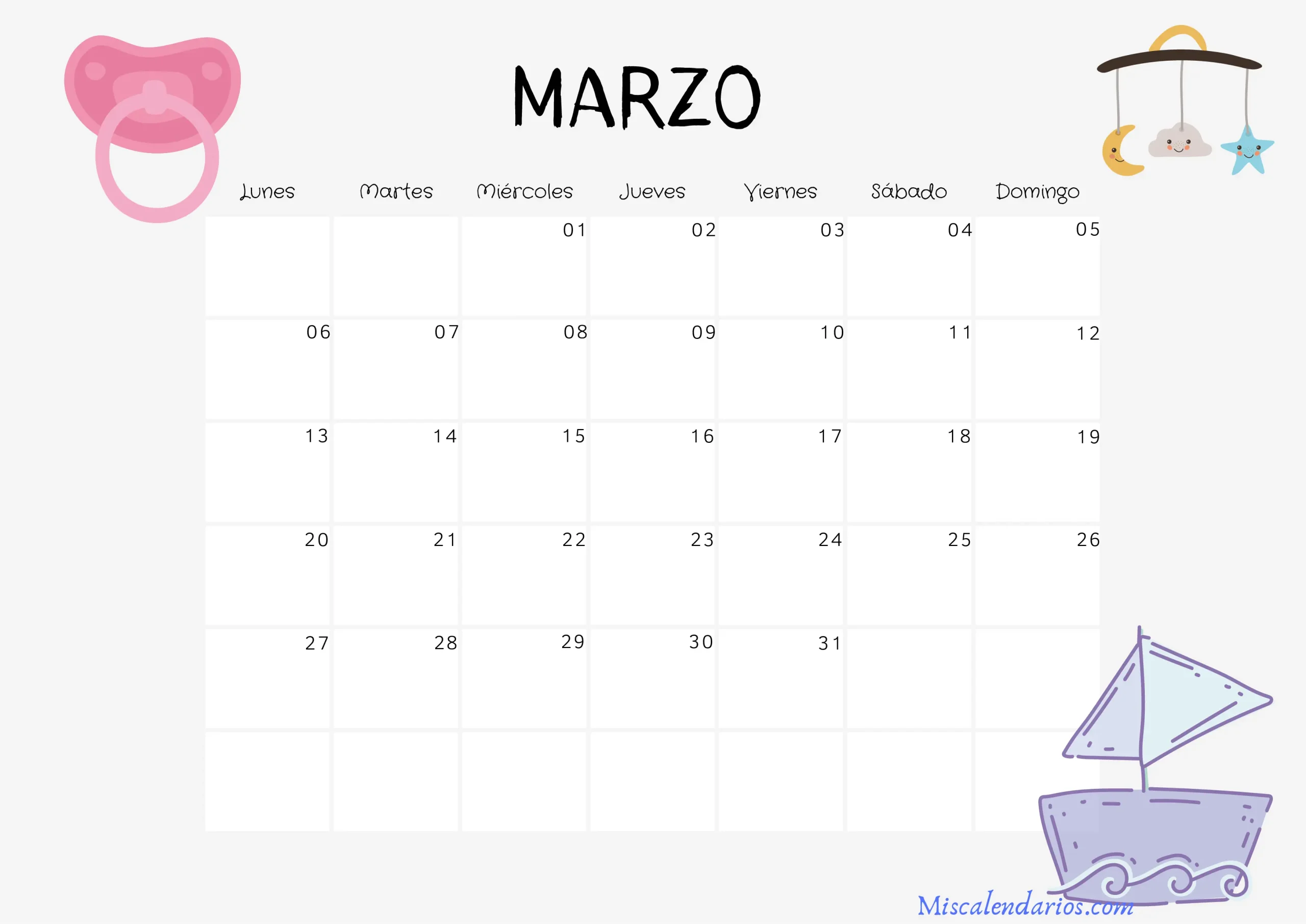 Calendario-mensual-2023-para-imprimir-BEBE-Marzo