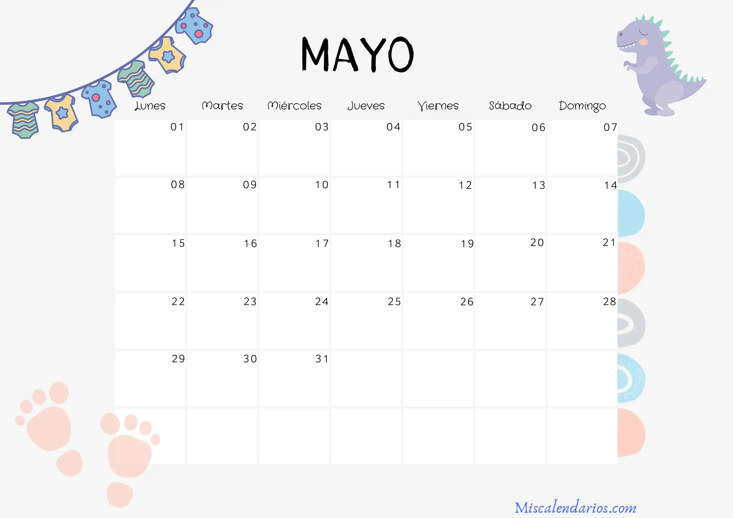 Calendario imprimible 2023 Mayo