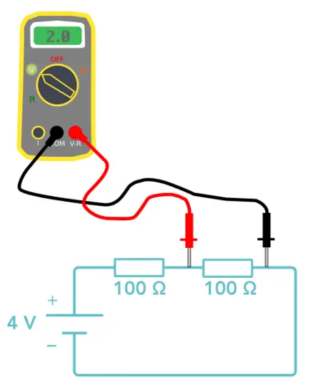 Medida del voltaje de un receptor con un polimetro digital