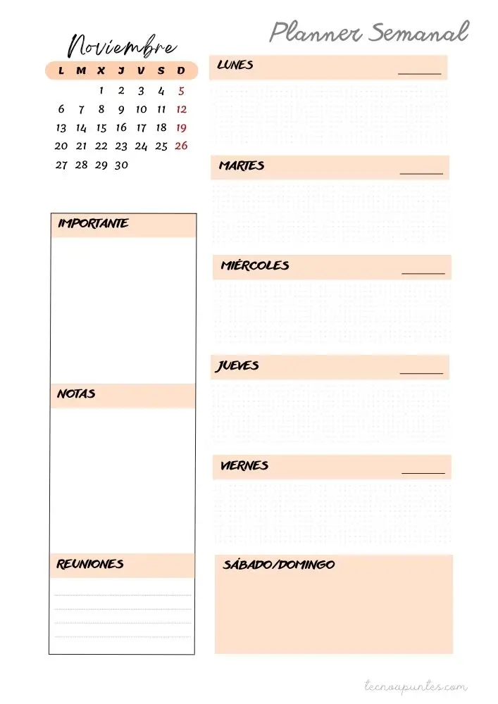 Planificador Semanal 2023/2024 - Noviembre