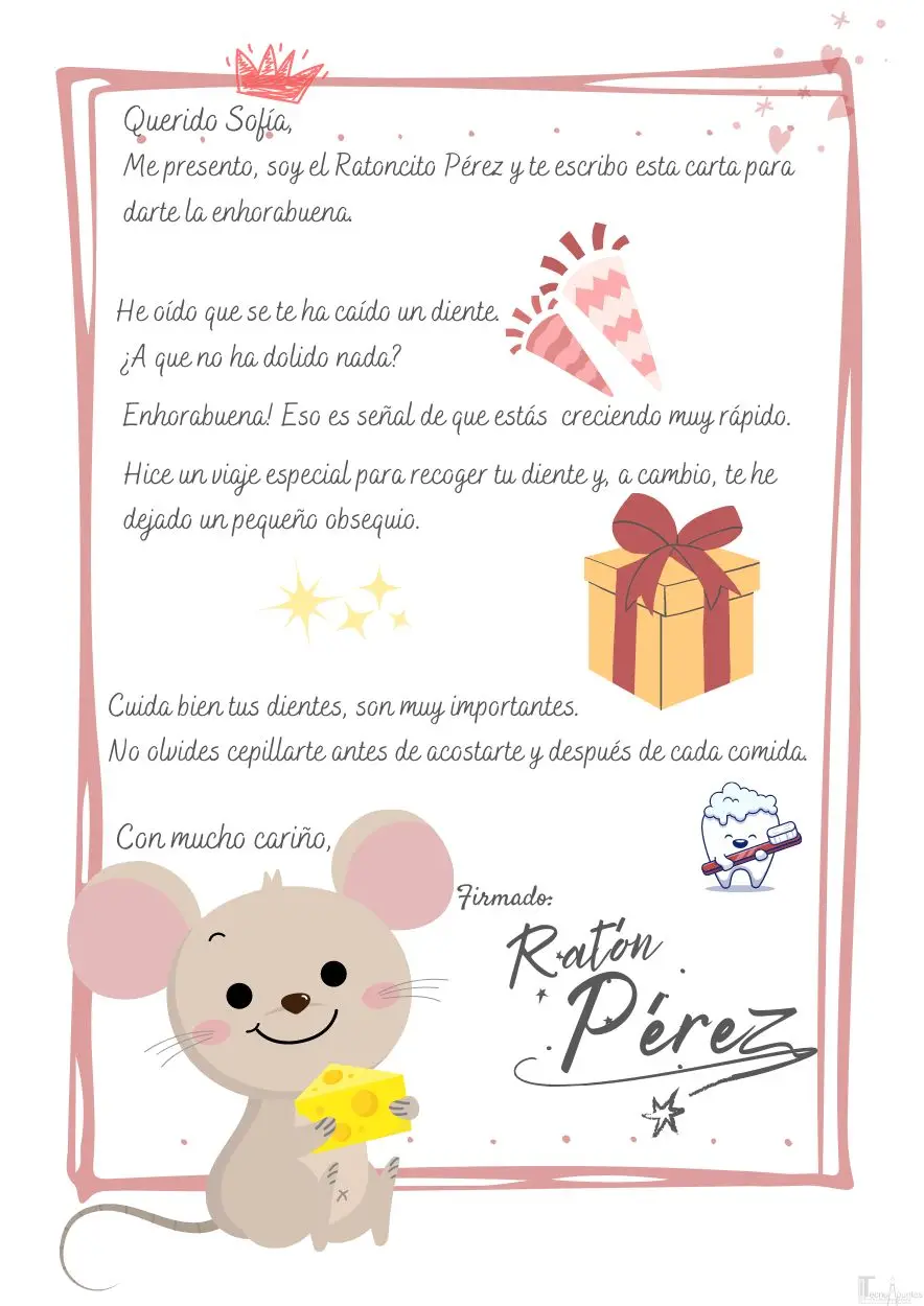 Cartas del ratoncito Pérez para imprimir