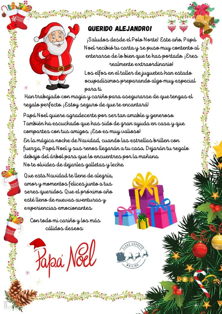 carta de Papá Noel para los niños 