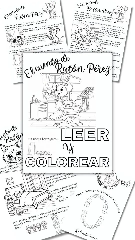El Cuento del ratoncito Pérez para leer y colorear