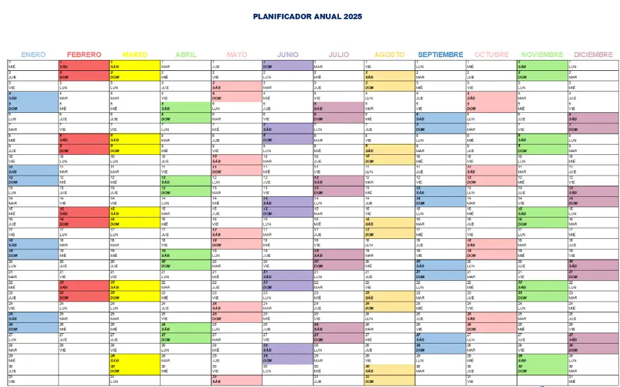 Agenda Planificador anual 2025 Poster Hrizontal