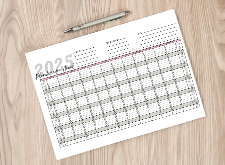 Calendario Planificador anual 2025 A4 Horizontal