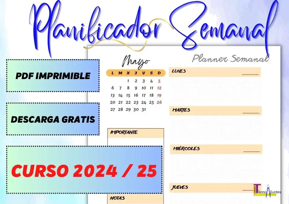 Planificador Escolar 2024 25 Imprimible A4