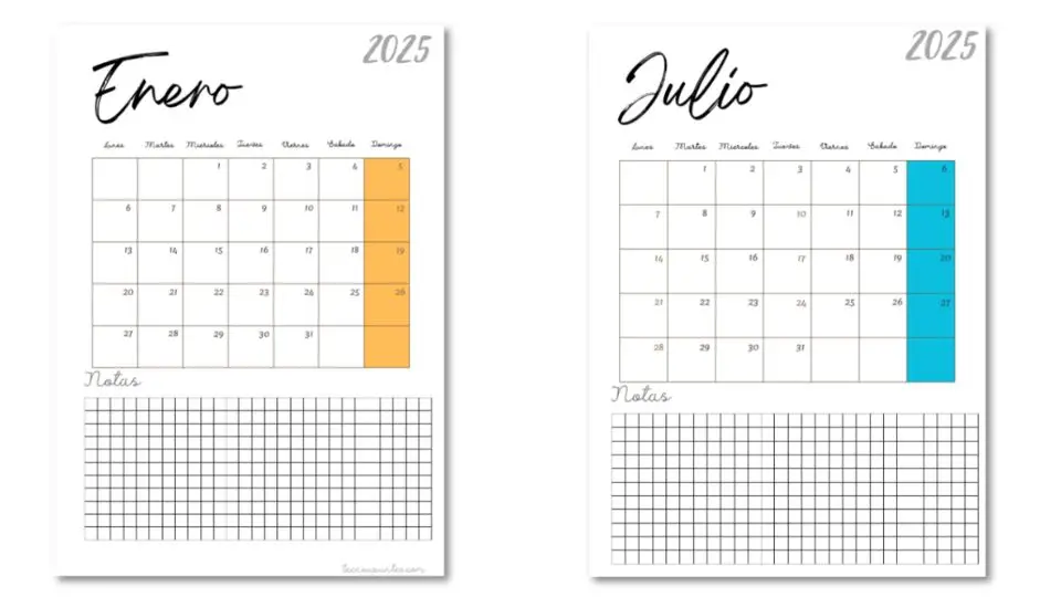 calendario 2025 y Planificador Semanal 2025 PDF