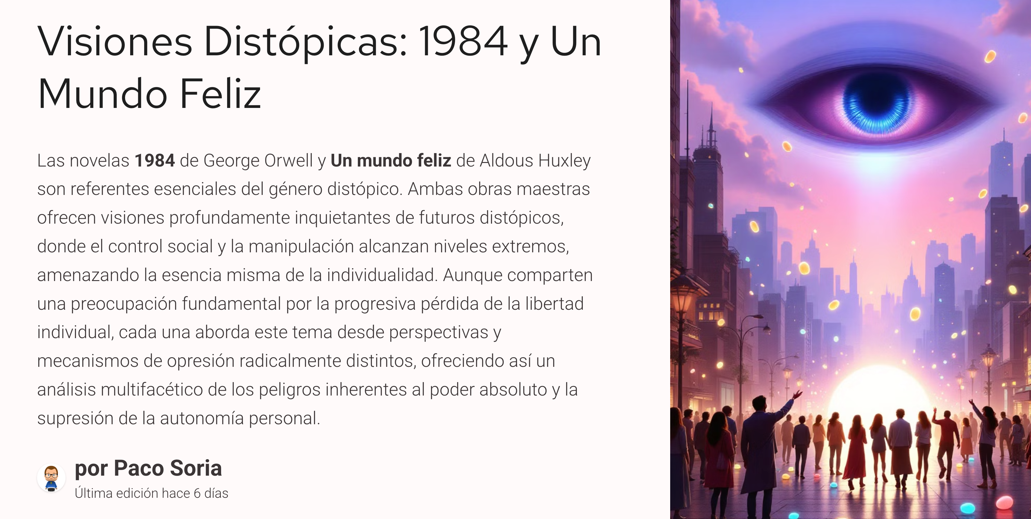 Comparación entre 1984 y Un Mundo Feliz