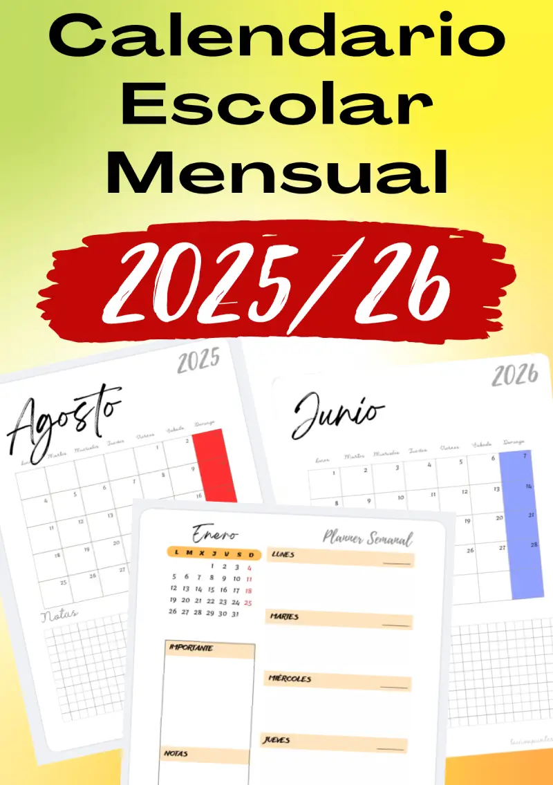 Calendario Escolar Mensual 2025-26 Tecnoapuntes Calendario Escolar Mensual 2025-26 Tecnoapuntes