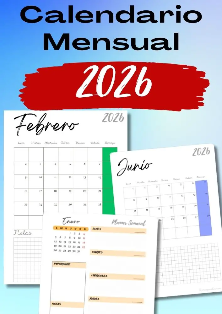 Calendario Mensual 2026 Planificador Semanal PDF Gratis Calendario Mensual 2026 Planificador Semanal PDF Gratis