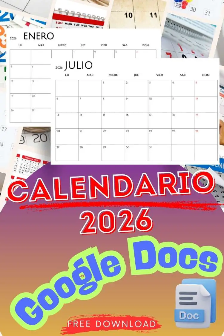 Calendario 2026 en Google Docs