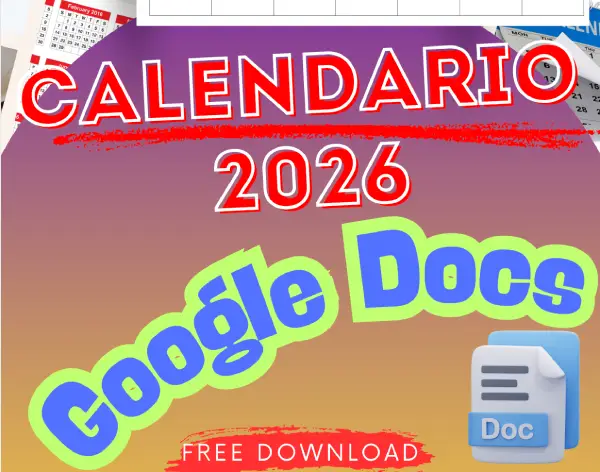 Calendario 2026 en Google Docs