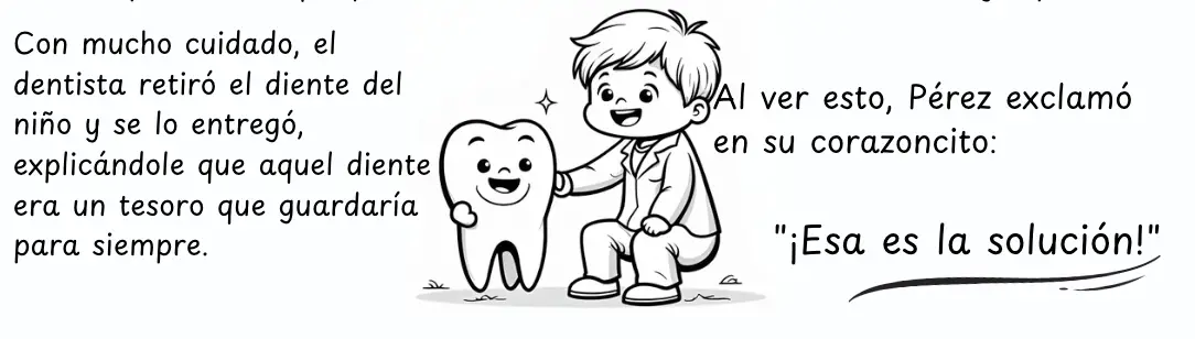 detalle libro del ratoncito Pérez para colorear 
