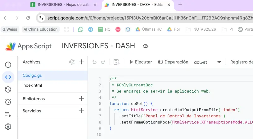 Google Apps Script - Portfolio de inversiones Google Apps Script - Portfolio de inversiones