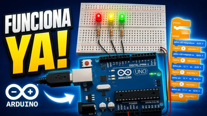 Semaforo sencillo con Arduino y Tinkercad